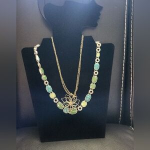 LC Lauren Conrad Gold and Napier Blue-Green Necklace